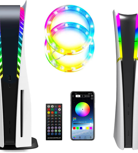 RGB LED Light Strip for PS5 Pro/Slim/Fat Original Console 8 Colors 400+Effects DIY Decoration Gaming Atmosphere Lights for PS5
