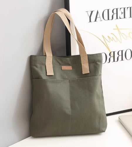 1Pc Women'S Tote Bag Canvas Sewing Thread Large Capacity Advanced Sense Handbag Convenient Practical Female'S Commuter Bag