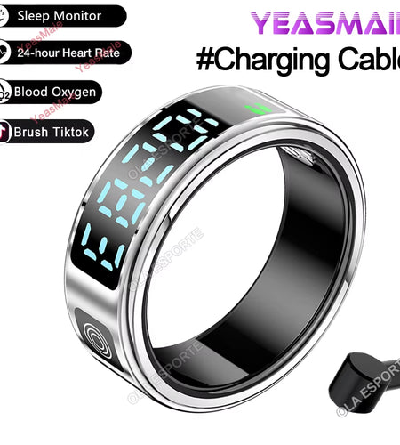 2025 Smart Ring LED Touch Display Screen Gesture Swipe Video Heart Rate Health Monitoring 5ATM Waterproof Smart Rings Men Women