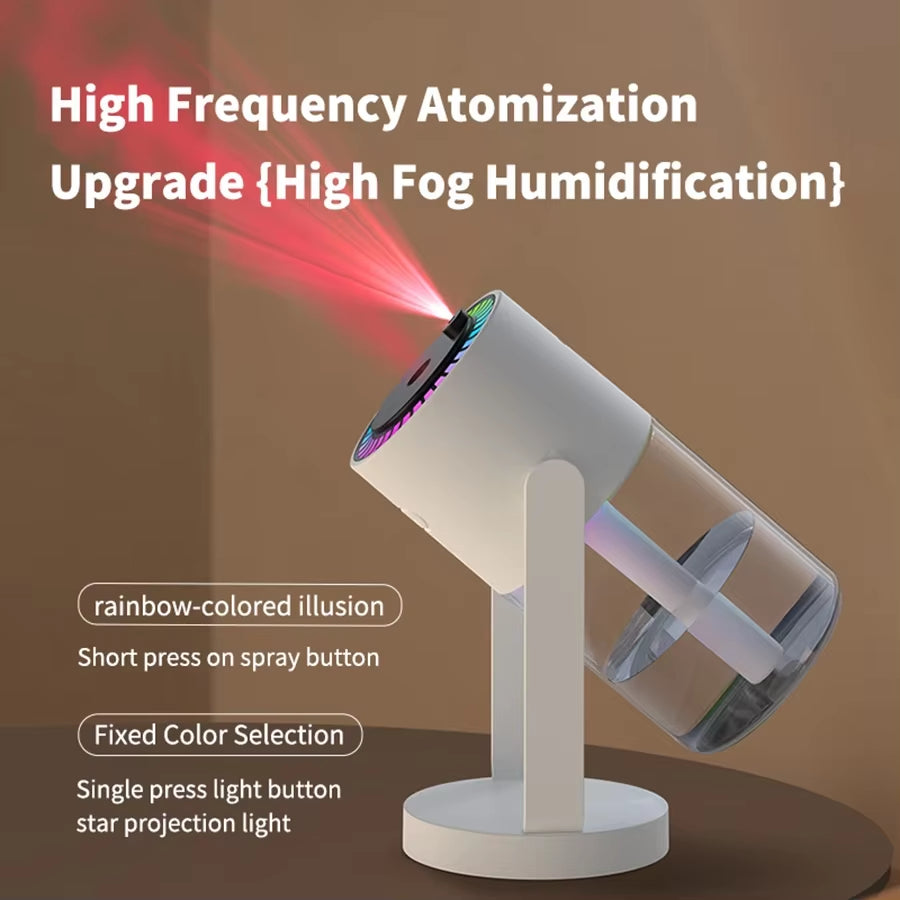 MistGlow 280ML Air Humidifier – Desktop Humidifier with Projector, Adjustable Light & Auto Off for Home & Office