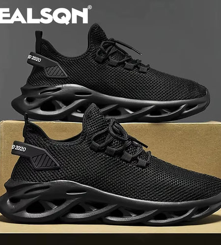 Men Sports Running Black Jogging Shoes Casual Sneakers Brown Outdoor Breathable Mesh Women Light Shock-Absorption Black Tennis