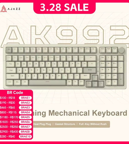 AK992 Wired Mechanical Keyboard 98-Key Full Layout Hot-Swap USB Gaming Keyboard Multimedia Key Knob for Desktop PC Laptop