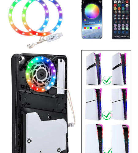 RGB LED Light Strip for PS5 Pro/Slim/Fat Original Console 8 Colors 400+Effects DIY Decoration Gaming Atmosphere Lights for PS5