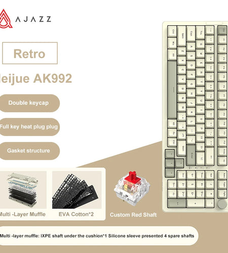 AK992 Wired Mechanical Keyboard 98-Key Full Layout Hot-Swap USB Gaming Keyboard Multimedia Key Knob for Desktop PC Laptop