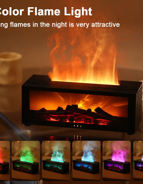 Load image into Gallery viewer, Aroma Humidifier Flame Essential Oil Diffuser Air Humidifier Aromatherapy Fragrance Diffuser with RGB Light and Remote Control
